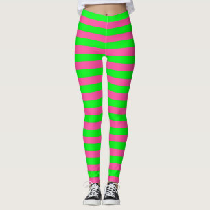 Leggings Diseño de franjas rosadas y verdes