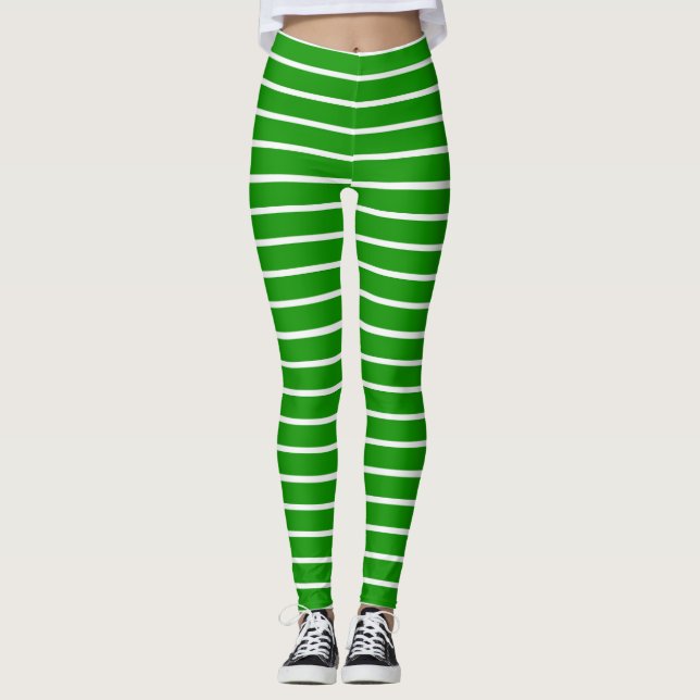Leggings Diseño de franjas verdes y blancas (Anverso)