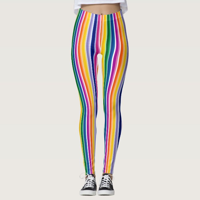 Leggings Diseño de franjas verticales coloridas (Anverso)