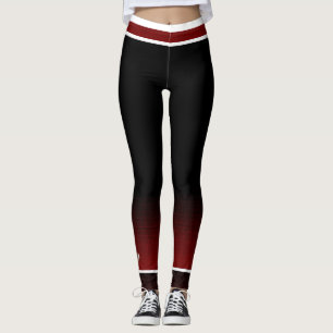 Leggings Diseño de fútbol de Borgoña/ Blanco/Negro-tobillo