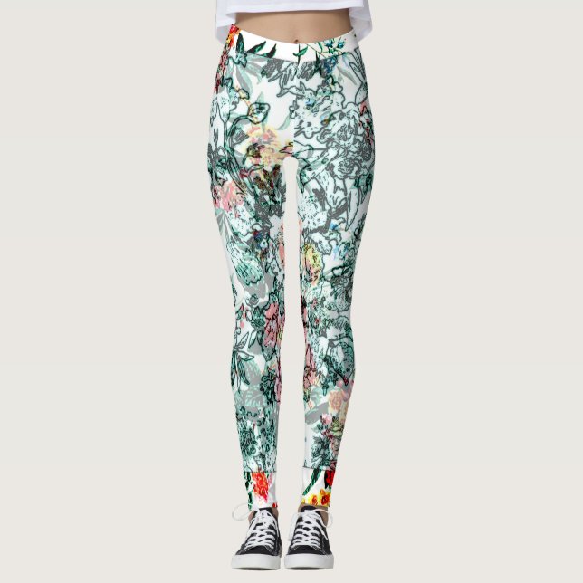 Leggings Diseño de futuro floral (Anverso)
