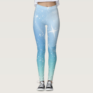 Leggings Diseño de galaxia lunar con gradiente azul cielo a