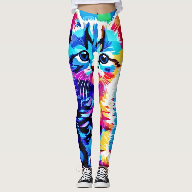 Leggings Diseño de gatitos coloridos (Anverso)