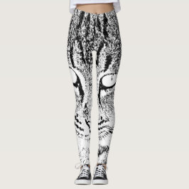 Leggings Diseño de gato en blanco y negro