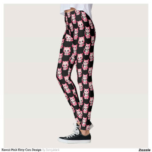 Leggings Diseño de gatos kawaii rosados