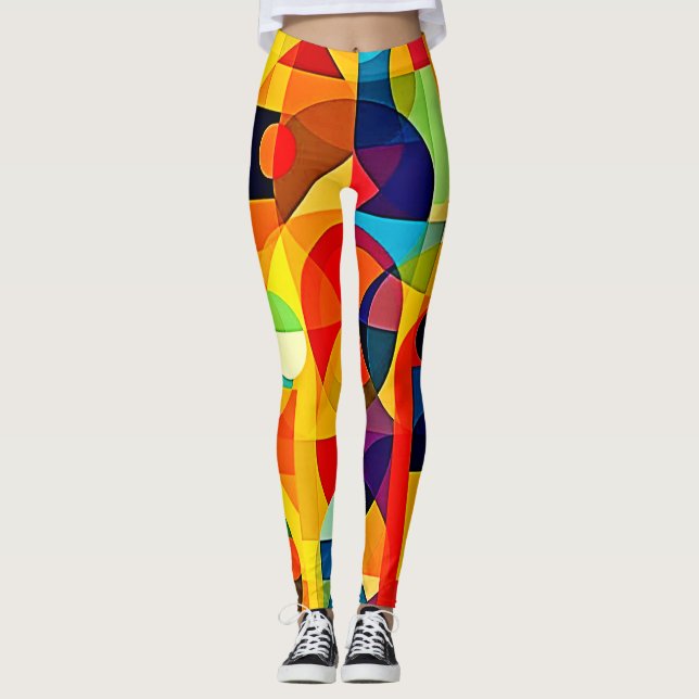 Leggings Diseño de geometría de color Bauhaus (Anverso)
