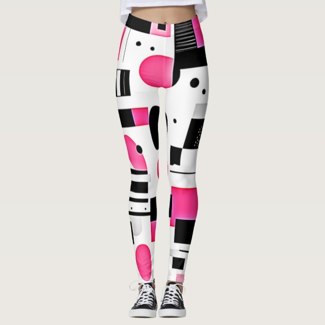 Leggings Diseño de geometría rosa Pop Art (Anverso)