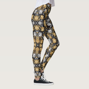 Leggings Diseño de gimnasio de encino dorado y plateado