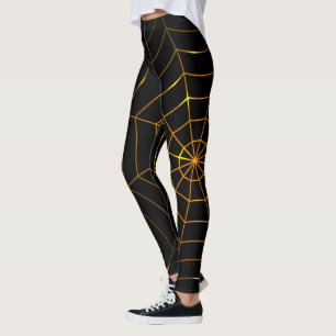 Leggings Diseño de Halloween en telaraña con araña de oro n