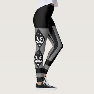 Leggings Diseño de Harlequin para B&W y Gris, Océano y Estr