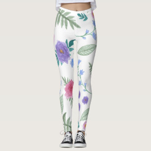 Leggings Diseño de hojas y pétalos de rosa y flor