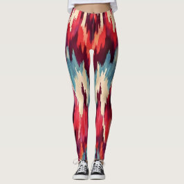 Leggings Diseño de ikat rojo y negro negrita