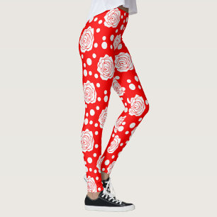 Leggings Diseño de Ilustracion floral con puntos de polka b