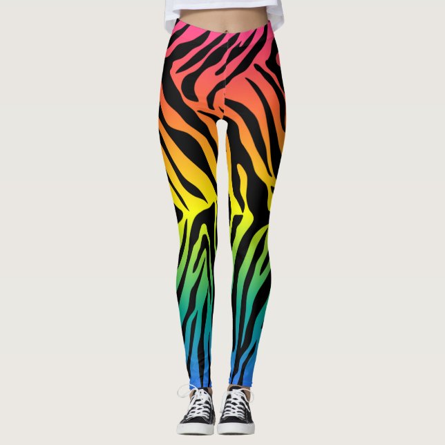 Leggings Diseño de impresión de piel de tiburón arco iris  (Anverso)