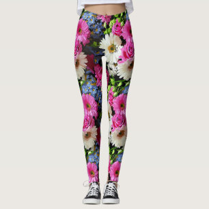 Leggings Diseño de jardín de flores coloridas