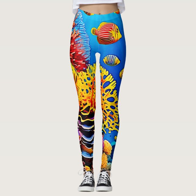 Leggings Diseño de jardines de coral subacuáticos (Anverso)