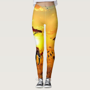 Leggings Diseño de la Majestad de Safari para el Amanecer A