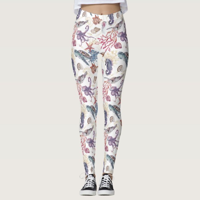 Leggings Diseño de la serie de composición de acuarela suba (Anverso)