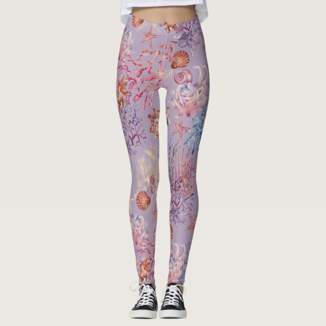 Leggings Diseño de la serie de composición de acuarela subm (Anverso)