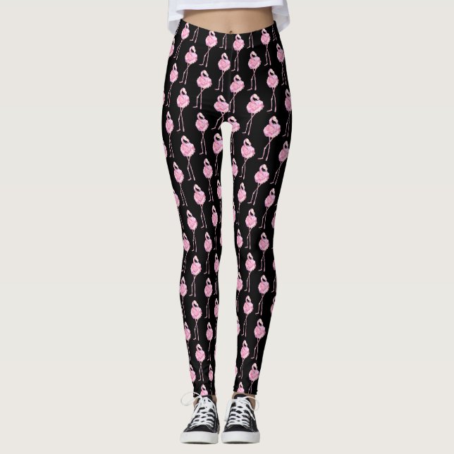 Leggings Diseño de la serie Flamingo de Licitación 3 Pierna (Anverso)