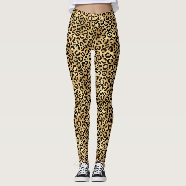 Leggings Diseño de la serie Leopardo Azul y Oro 2 (Anverso)