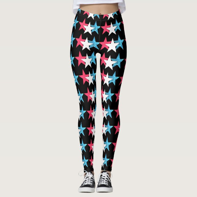 Leggings Diseño de las estrellas Vendredi Red, Wh y Bl (Anverso)