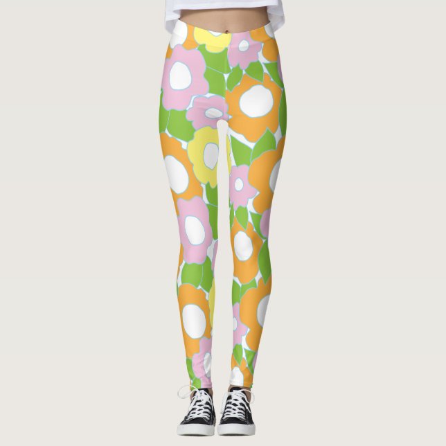Leggings Diseño de las flores de las piernas (Anverso)