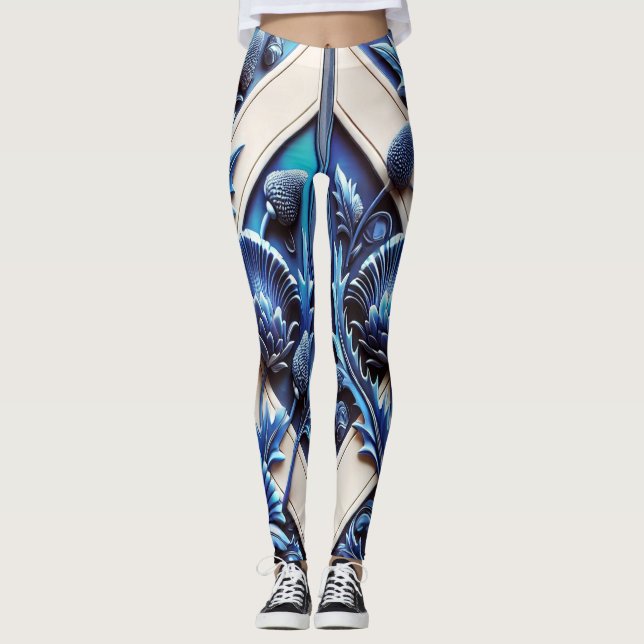 Leggings Diseño de las piernas con los listones escoceses (Anverso)