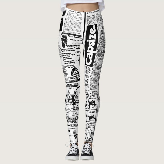 Leggings Diseño de las polainas del periódico (Anverso)