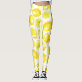 Leggings Diseño de limones acuarelas