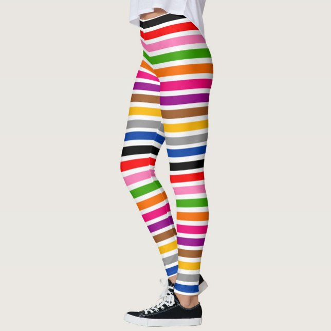 Leggings Diseño de líneas de franjas multicolor blancas (Subido por el creador)
