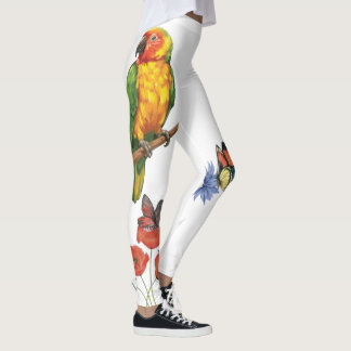 Leggings diseño de loro y mariposas en acuarela