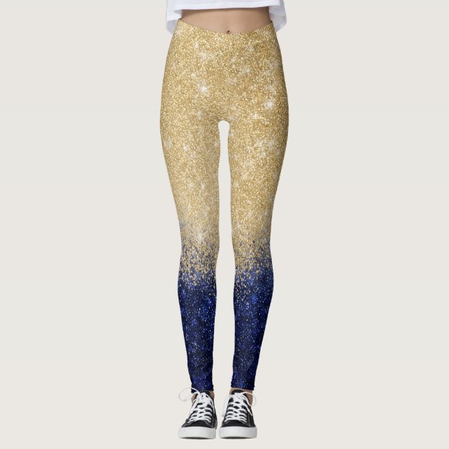 Leggings Diseño de lujo Ombre Purpurina Ombre y Blue (Anverso)
