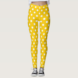 Leggings Diseño de lunares blancos amarillos