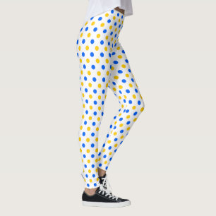 Leggings Diseño de lunares blancos azules y amarillos 