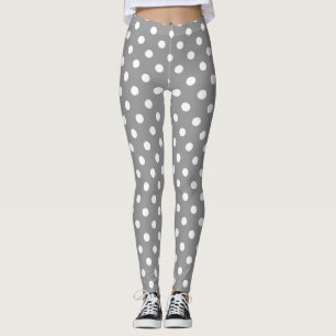 Leggings Diseño de lunares blancos en gris ceniza