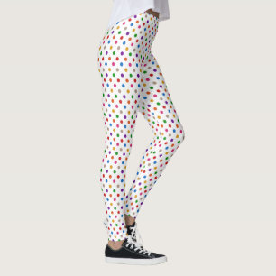 Leggings Diseño de lunares de arcoíris colorido blanco
