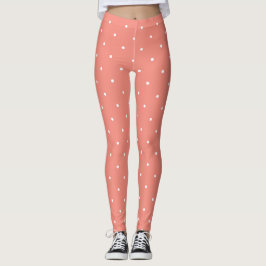 Leggings Diseño de lunares rosa y blancos.