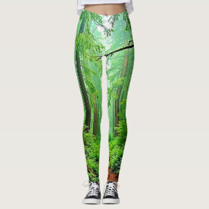 Leggings Diseño de maleza de bosque de secuoya