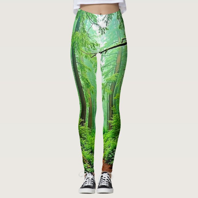 Leggings Diseño de maleza de bosque de secuoya (Anverso)