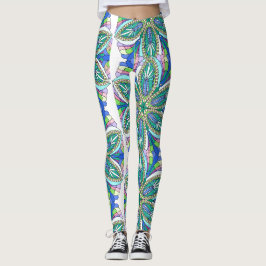 Leggings Diseño de mandala floral, tonos pastel vívidos
