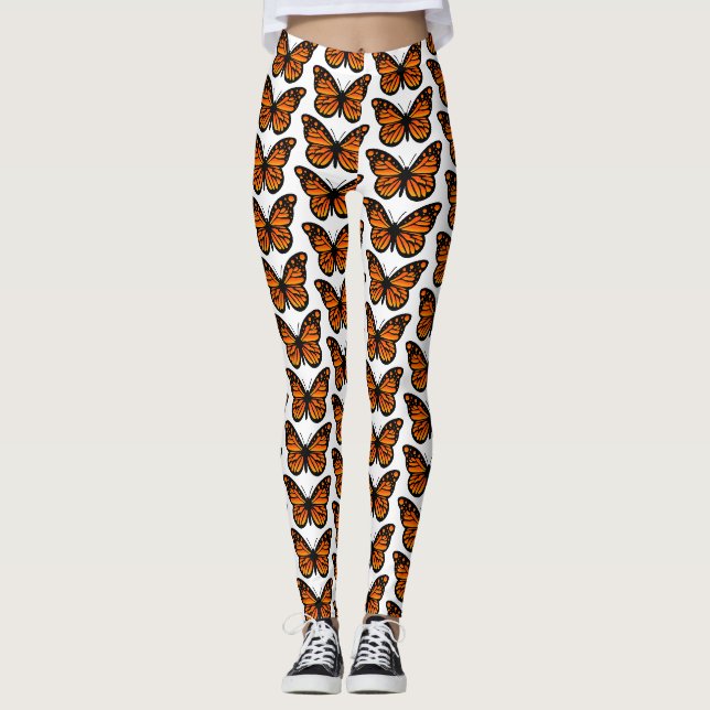 Leggings Diseño de mariposa monarca - Piernas (Anverso)