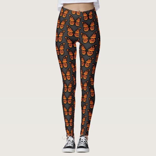 Leggings Diseño de mariposa monarca - Piernas (Anverso)