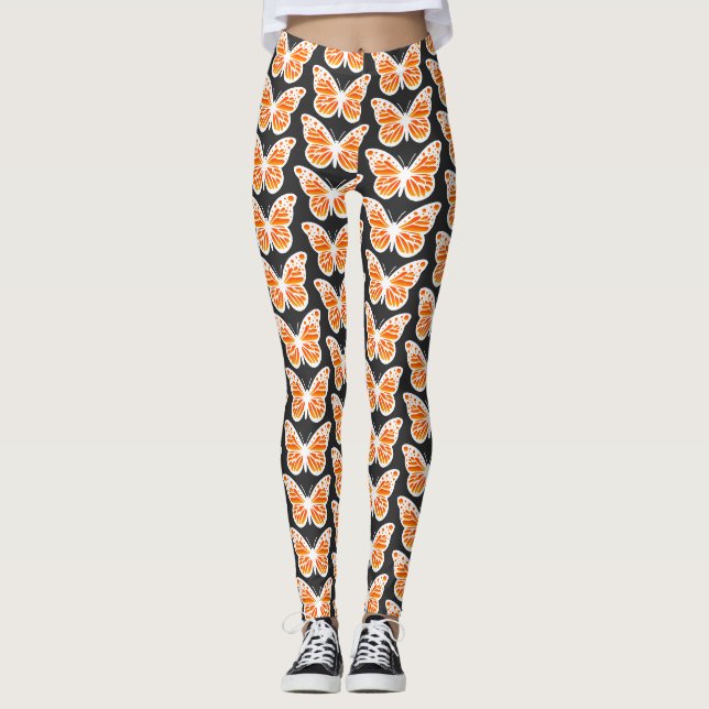Leggings Diseño de mariposa monarca - Piernas (Anverso)