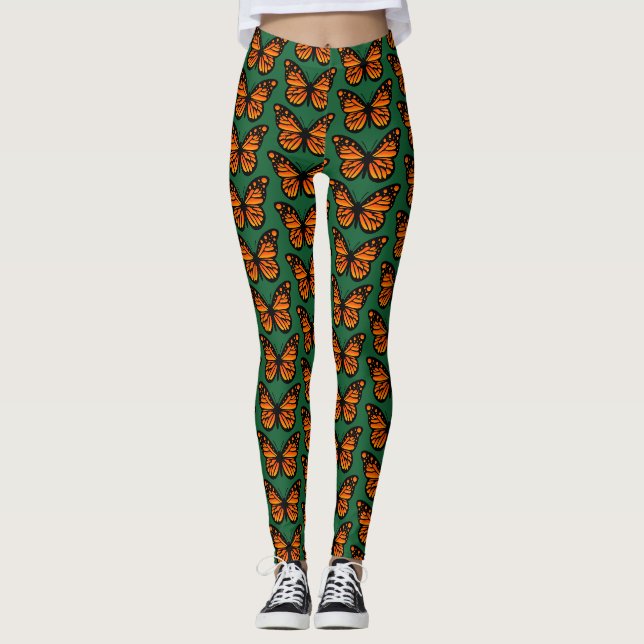 Leggings Diseño de mariposa monarca - Piernas (Anverso)