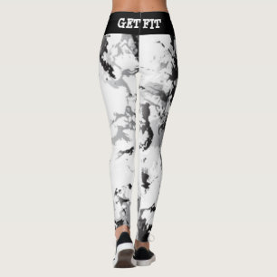 Leggings Diseño de mármol blanco y negro - Ajustar