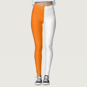 Leggings Diseño de media dividida en dos tonos blanco naran