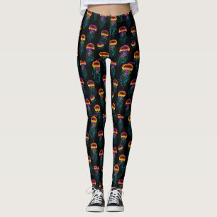 Leggings Diseño de medusas luminosas: Naturaleza en Neon