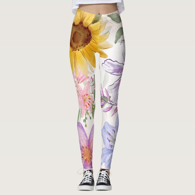 Leggings Diseño de mezcla de girasoles (Anverso)