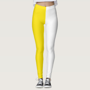 Leggings Diseño de mitad de división de dos tonos blanco am